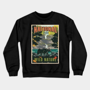 National park. Wild nature with beer on river Crewneck Sweatshirt